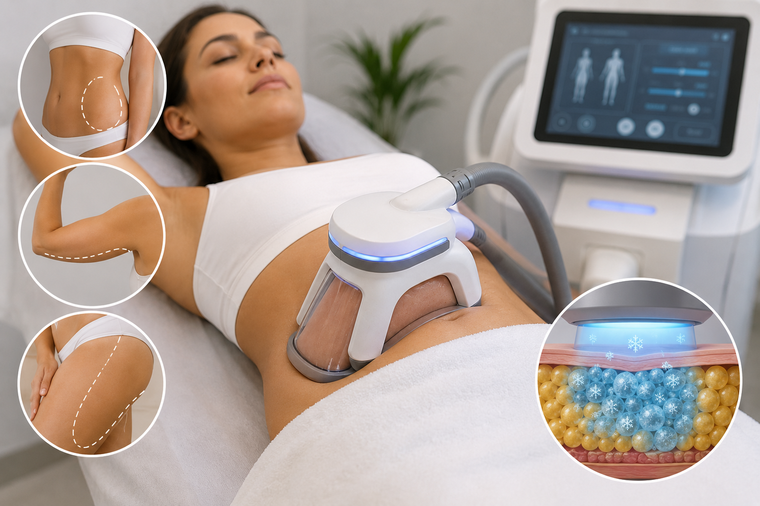 Tratamiento de criolipólisis en abdomen para reducir grasa localizada y mejorar el contorno corporal.