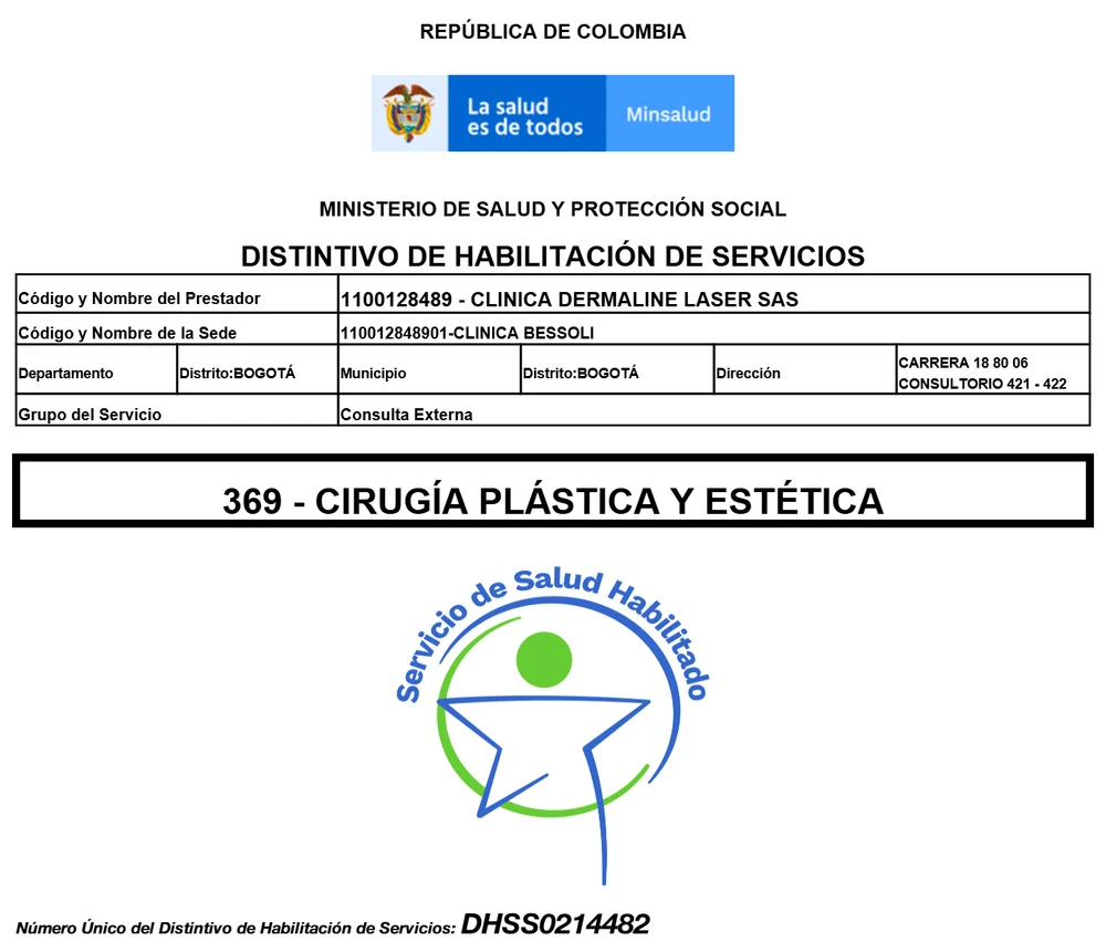 Distintivo de habilitación 369 - Cirugía plástica y estética (DHSS0214482)