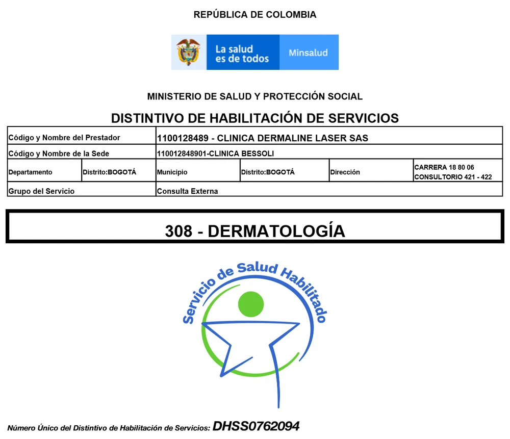 Distintivo de habilitación 308 - Dermatología (DHSS0762094)